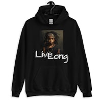 a black hoodie with the word live long on it